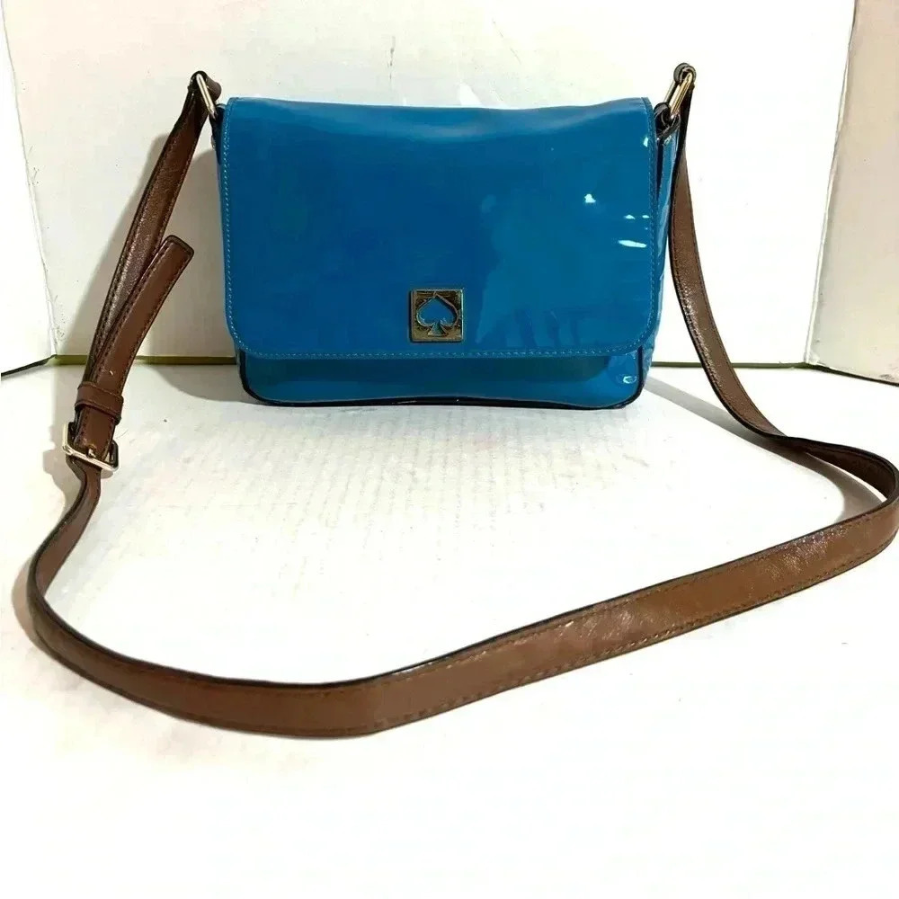 Kate spade blue patent leather crossbody handbag